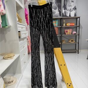 Elegant Black and Silver Sequin Pants